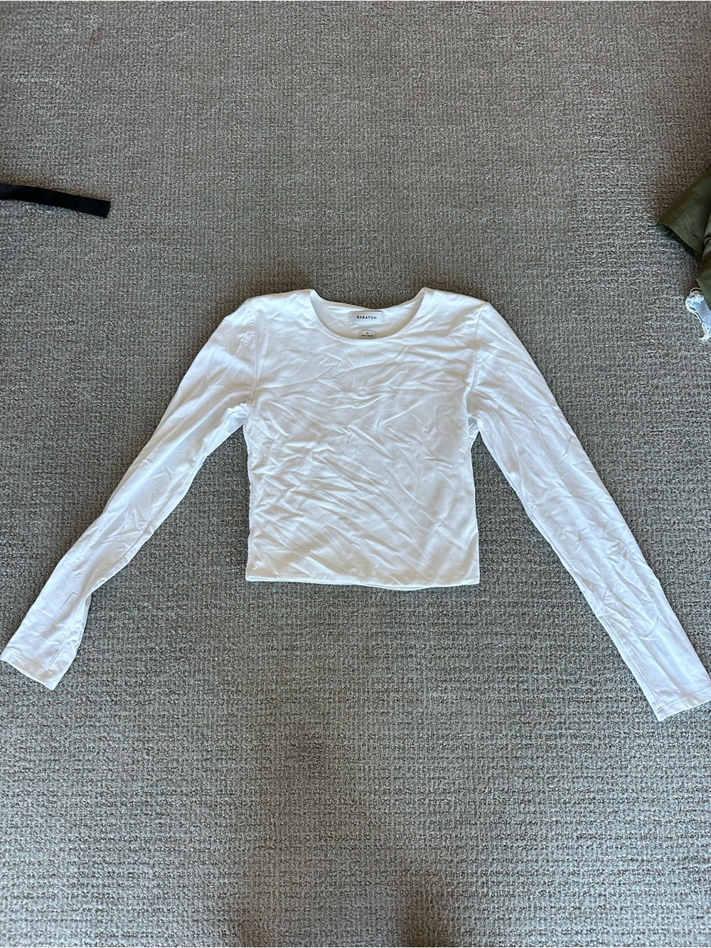 Babaton cropped long sleeve white top